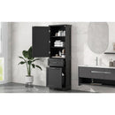 Tall Bathroom Storage Cabinet, Freestanding Storage Cabinet with Two Different Size Drawers and Adjustable Shelf, MDF Board with Painted Finish, Black