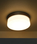 Flux 9"W 1-Light LED Flush Mount Light Fixture Satin Silver Finish by Maxim