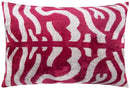 Luxury Handmade Silk Velvet Throw Pillow - Pink and White Zebra Design, 16x24, Super Soft