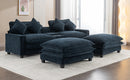 Contemporary Chenille Upholstered Sectional Sofa with Ottomans, USB Ports, Cup Holders & Storage, Blue