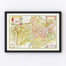 Vintage Map of Rhaetia 1665