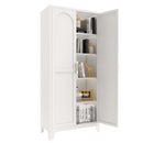 71'' 2 Shapely Doors Cabinet, Metal Storage Cabinet with Doors and Adjustable Shelves, for Bedroom, Living Room, Kitchen (White)