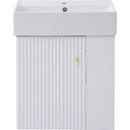 21.6inch Modern Floating Bathroom Vanity with Ceramic Basin - Perfect for Small Bathrooms, Right side storage
