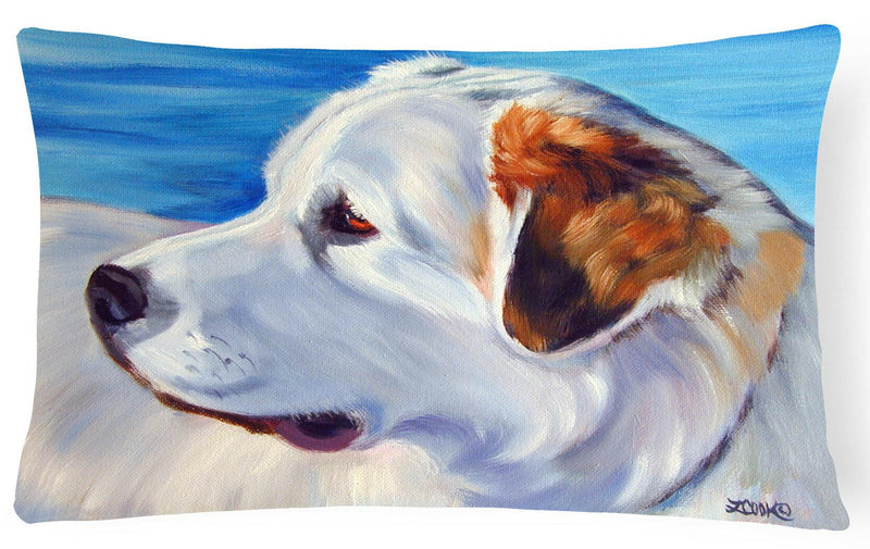 Great Pyrenees at the Beach Fabric Decorative Pillow 7417PW1216