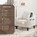 Beige Upholstered Accent Chair Foldable Table Home