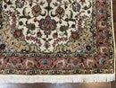 Fine Persian Tabriz Rug 3x5, Floral Medallion, 340 KPSI, Ivory Salmon