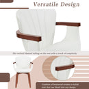 Mid-Century Modern Bentwood Swivel Dining Chairs Set of 2 with PU Leather in White and Walnut Finish