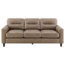 Scotland Faux Leather Upholstered Track Arm Sofa Brown