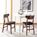 Walnut Finish Dining Chairs With Black Cushions Set Of 2
