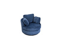 Oversized 360 Degreed Swivel Accent Chair Modern Soft Plush Corduroy Round Barrel Chair for Living Room Bedroom with Pillows, Blue