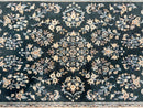 Green Indo Persian Rug 4x6, Floral Allover, Handmade Vintage Oriental Carpet, Sarouk Rug, Wool