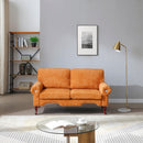 66-Inch Modern Linen Loveseat Sofa with Wooden Legs & Crystal button and Copper Nail, Tufted Backrest, Perfect for Living Room, Bedroom, or Office (Orange)