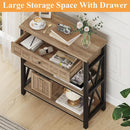 Rustic Oak 3 Tier Bookshelf With Drawer Industrial Wood And Metal Bookcase