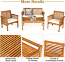 Outdoor Acacia Wood 4 Piece Sofa Set With Water Resistant Cushions Coffee Table