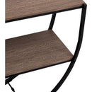 Rustic Industrial Design Demilune Shape Textured Metal Distressed Wood Console Table (Dark Brown)