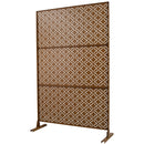 Freestanding Decorative Privacy Screen for Deck Balcony Patio, Metal Privacy Screen 76' H×48' W, Brown