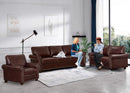 3 Piece Faux Leather Sofa Set With Storage In Burgundy Mid Century Modern Living Room
