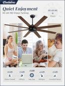 65 Inch Ceiling Fan With Remote Control No Light Indoor Outdoor