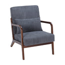 Mid-Century Modern Accent Chair, Arm Chair Living Room Chairs with Pillow Upholstered Reading Chair with Solid Wood Frame &  Living Room Bedroom Balcony (Antique Dark Grey)