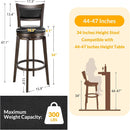 Swivel Bar Stools Set of 2 Black Faux Leather 34 Inch