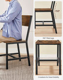 Dining Chair Set of 4 Rustic Brown Chairs With Metal Frame