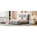 Twin Size Upholstered Platform Bed Velvet Upholstered Bed, Gray
