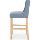 Vienna Contemporary Fabric Tufted Wingback 31 Inch Counter Stools, Set of 2, Light Blue and Natural
