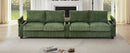 Modern 4-Seater Corduroy Sofa with USB Ports, Hidden Storage Arms, Flip-Top Cup Holders, Green, 133'