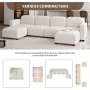 116x58" Velvet Modular Sectional Sofa,U Shaped Reversible Couch Set,Free Combination,6 Seat Sleeper Cloud Sofa Bed with Ottoman,Convertible Oversized Indoor Furniture Pieces for Living Room,Beige