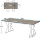 Farmhouse 6 Person Dining Table 70.8 Inch Grey Wood Table