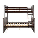 Espresso Wooden Twin Over Full Bunk Bed with Storage Drawers, Ladder, and Safety Guard Rails