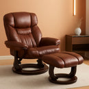 Allie Leathersoft Upholstered Recliner With Ottoman Brown