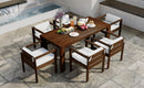 TREXM 7-Piece Patio Dining Table Set for 6, Outdoor Furniture Sets with 72.8' Rectangle Table, Patio Table and Chairs Set with Removable Cushions for Backyard, Garden, Poolside (Mocha + Beige Cushion)