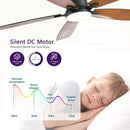 52 Inch Dimmable LED Ceiling Fan Flush Mount Efficient