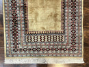 Bokhara Prayer Rug 3x5, Pakistani Turkoman Carpet, Tan, Handmade Vintage Wool Carpet