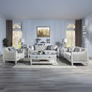 Katia - Loveseat With 2 Pillows - Light Gray Linen & Weathered White