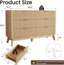 Fluted 49Inch Serpentine Dresser Oak Finish Contemporary
