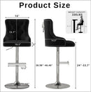 Elegant Velvet Bar Stool Set With Swivel Chrome Base