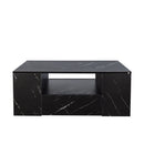 Modern Coffee Tables for Living Room, LED Coffee Table, Storage Coffee Table, Small Coffee Table, Wood Center Table with 2 Drawers and Open Side Shelf