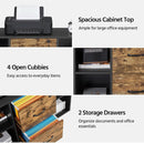 Lateral Filing Cabinet 2 Drawers 4 Open Compartments Black