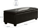 47 Inch DarkBrown Leatherette Storage Ottoman Bench