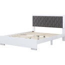 Queen Size Upholstered Bed with LED Light,Modern Platform Bed with with Velvet Headboard,White