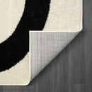 Beige Black Abstract Area Rug 8 By 10 Modern Curved Line
