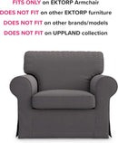 Ektorp Armchair Cotton Slipcover Dark Grey Replacement For IKEA Ektorp Chair