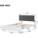 Queen Size Upholstered Bed with LED Light,Modern Platform Bed with with Velvet Headboard,White