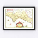 Vintage Map of Valencia, Spain 1665