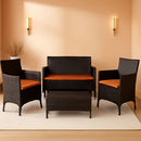 Rattan Patio Set With Cushioned Chairs And Glass Table