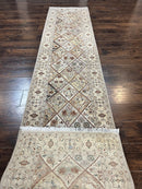 Pak Persiann Runner Rug 2.7 x 12, Handmade Wool Vintage Hallway Rug, Panel Design