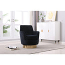 Velvet Swivel Barrel Chair, Swivel Accent Chairs Armchair for Living Room, Reading Chairs for Bedroom Comfy, Round Barrel Chairs with Gold Stainless Steel Base (Black)