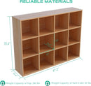 Oak 12-Cube Storage Shelf Bookcase 3-Tier Floor Standing